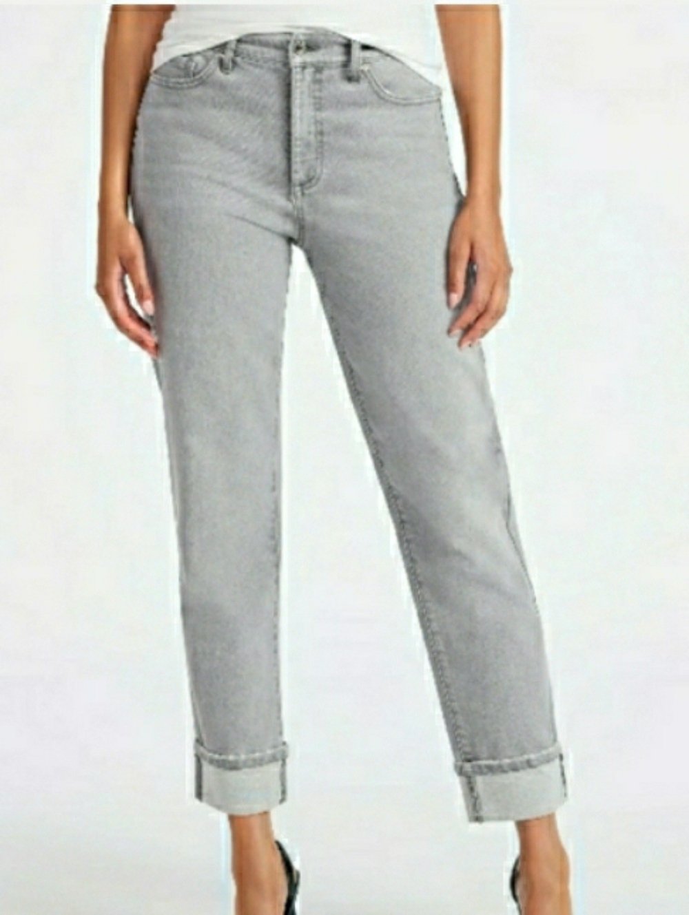 Cropped Jeans Gray Ankle Beatrix Boyfriend By Sofia Vergara 20 1x 2x 🤍 NWT - Picture 2 of 10